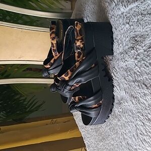 Lemonade Micky Black Knot Leopard Strap Sandals ❤️